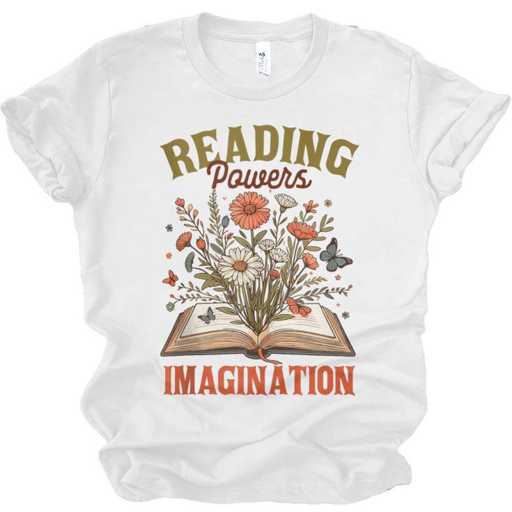 Book Lover Reading Bookish Floral Reading Powers Imagination Unisex Jersey T-Shirt