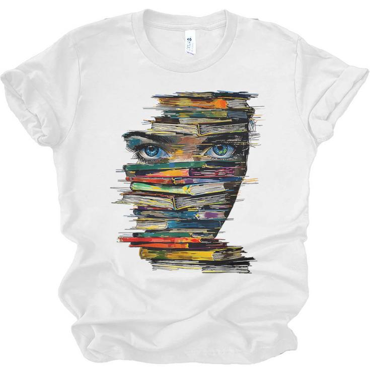 Book Women Graphic Art Colorful Eyes Unisex Jersey T-Shirt