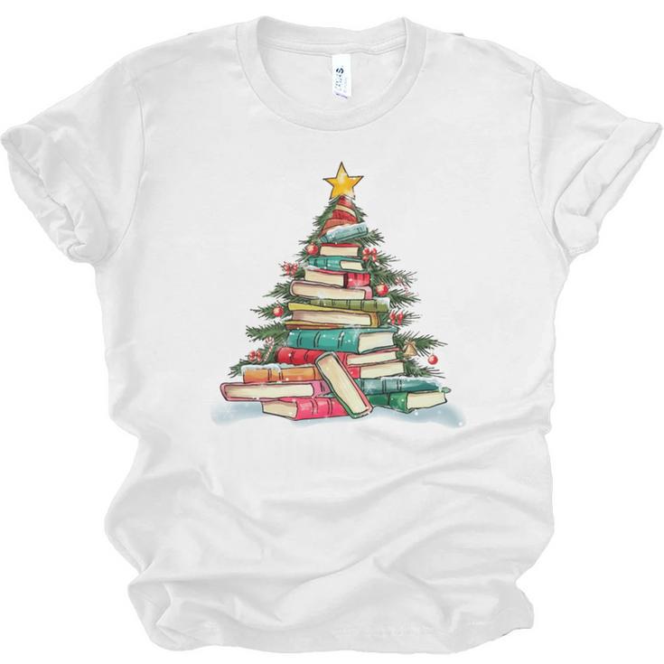 All Booked For Christmas Book Christmas Tree Lights Xmas Unisex Jersey T-Shirt