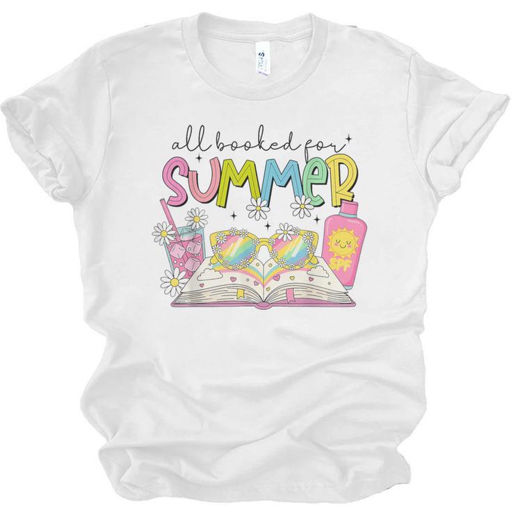 All Booked For Summer Reading Beach Floral Bookish Book Girl Unisex Jersey T-Shirt