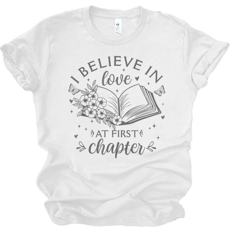 Books I Believe In Love At First Chapter Book Lover Unisex Jersey T-Shirt