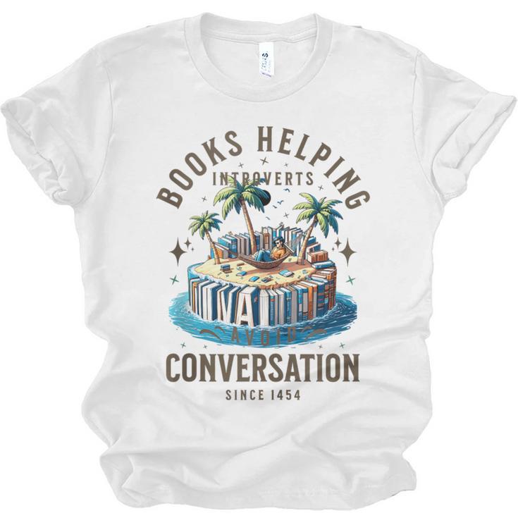 Books Helping Introvert Avoid Conversation Unisex Jersey T-Shirt