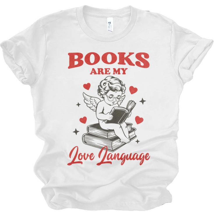 Books Are My LoveLanguage Cupid Valentines Unisex Jersey T-Shirt
