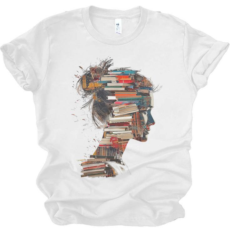 Books Lover Women Art Colorful Drawing Graphic Books Unisex Jersey T-Shirt