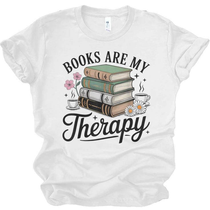 Books Are My Therapy Bookworm Reading Unisex Jersey T-Shirt