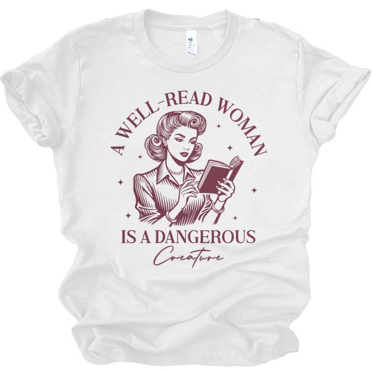 Books A Well-Read Woman Is A Dangerous Creature Women Premium Tri-Blend Unisex Jersey T-Shirt