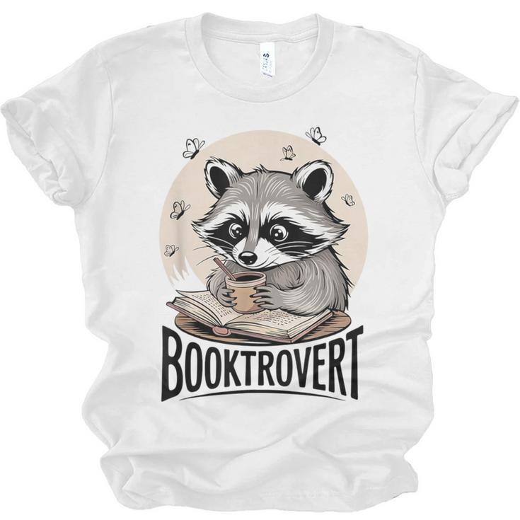 Booktrovert Raccoon Reading And Coffee For Book Lover Unisex Jersey T-Shirt