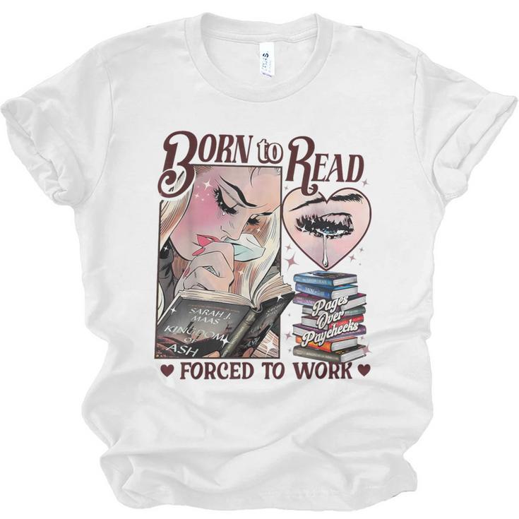 Born To Read Forced To Work Booklover -Adults Book Lovers Casual Grey Small Unisex Jersey T-Shirt