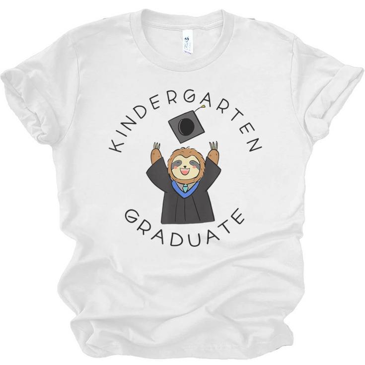 Boys Girls Kindergarten Graduate Sloth Graduation Cap Unisex Jersey T-Shirt