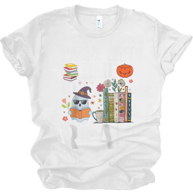 Carve Out Time To Read Halloween Ghost Books Raglan Baseball Tee Unisex Jersey T-Shirt