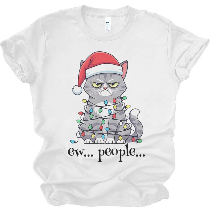 Cat Ew People Adult Humor Introvert Anti-Social Unisex Jersey T-Shirt