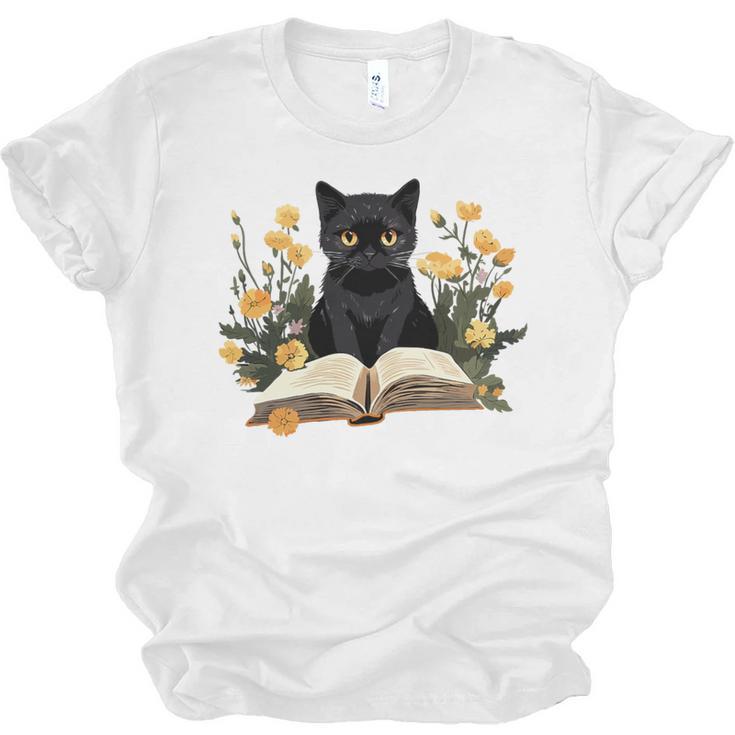 Cat Shirts For Women Book Lover Shirt Cute Cat And Book Premium Tri-Blend Unisex Jersey T-Shirt