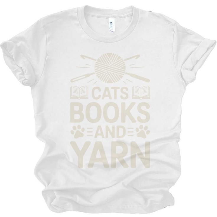 Cats Books And Yarn Crocheter Crocheting Unisex Jersey T-Shirt