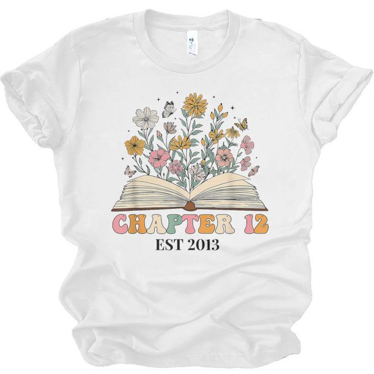 Chapter 12 Years Old 12th Birthday Wildflower Book Lover Unisex Jersey T-Shirt