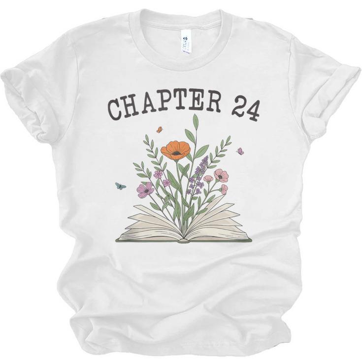 Chapter 24 Book Lovers & Readers 24th Birthday Wildflowers Unisex Jersey T-Shirt