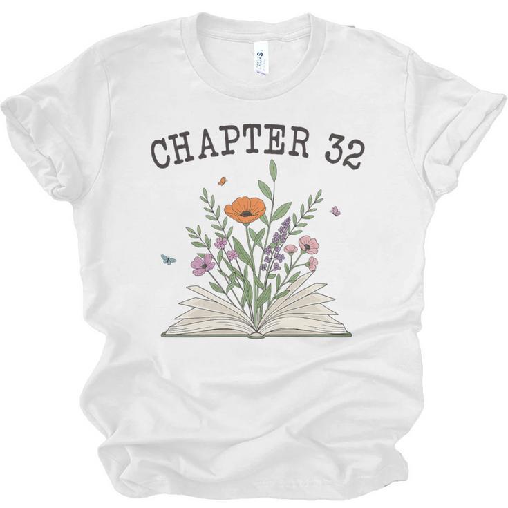 Chapter 32- Book Lovers & Readers 32nd Birthday Wildflowers Premium Tri-Blend Unisex Jersey T-Shirt