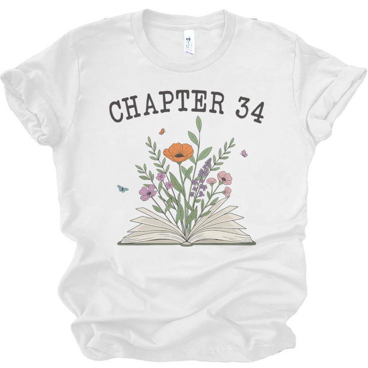 Chapter 34 Book Lovers & Readers 34th Birthday Wildflowers Premium Tri-Blend Unisex Jersey T-Shirt