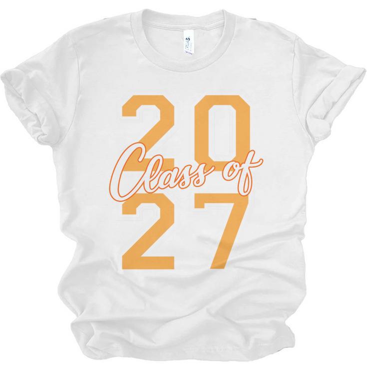 Class Of 2027 Graduation Varsity Orange On The Back Premium Tri-Blend Unisex Jersey T-Shirt