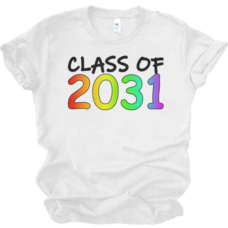 Class Of 2031 Pre-K -12th Grade Hand Prints Space Graduation Unisex Jersey T-Shirt