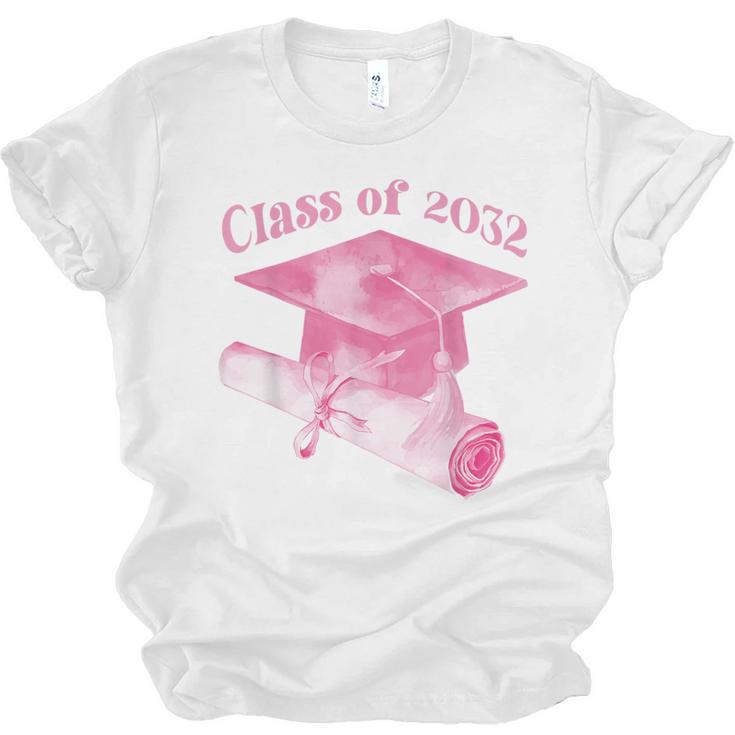 Class Of 2032 Senior 2032 Back To School 2032 Graduation Cap Unisex Jersey T-Shirt