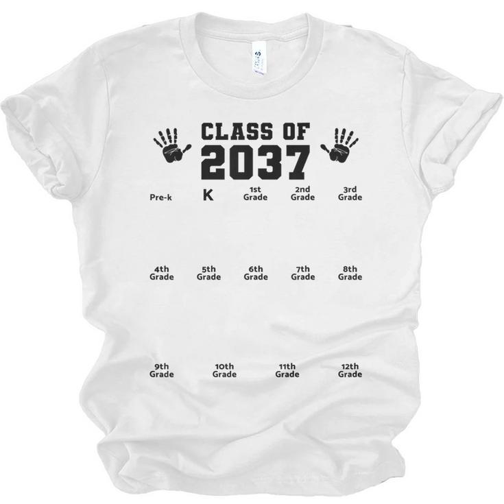 Class Of 2037 Handprint Grow With Me Pre-k Graduation Unisex Jersey T-Shirt