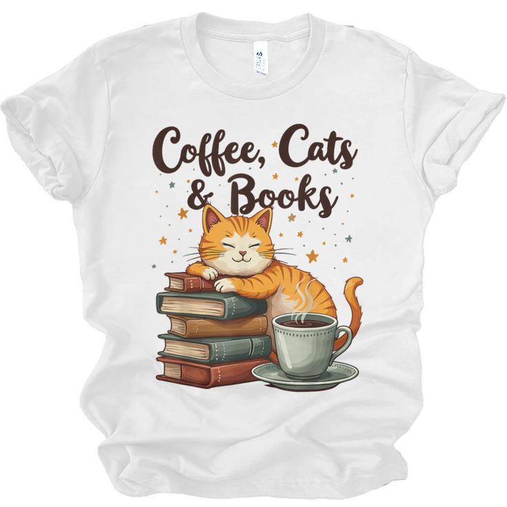 Coffee Cats And Books Lover For Women & Girls Coffee Unisex Jersey T-Shirt