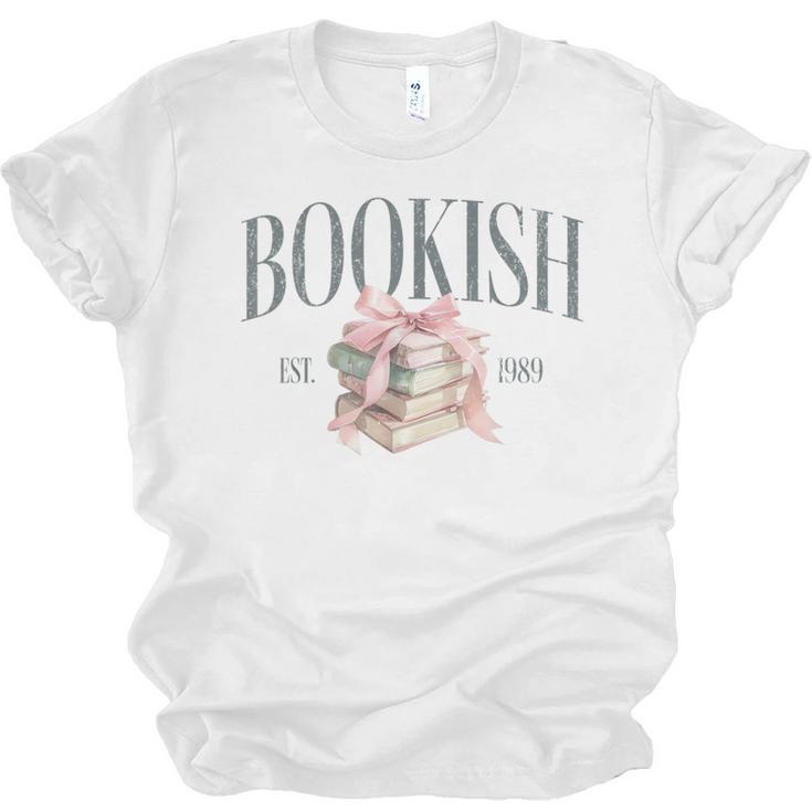 Coquette Bow Book Lover Bookish Coquette Aesthetic Reading Unisex Jersey T-Shirt
