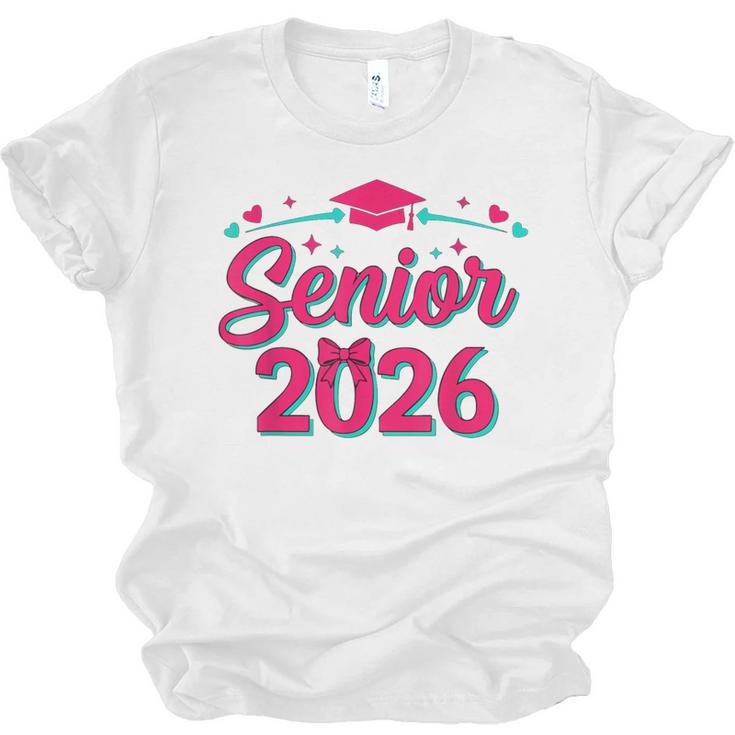 Coquette Pink Bow Senior 2026 Class Of Graduation Unisex Jersey T-Shirt
