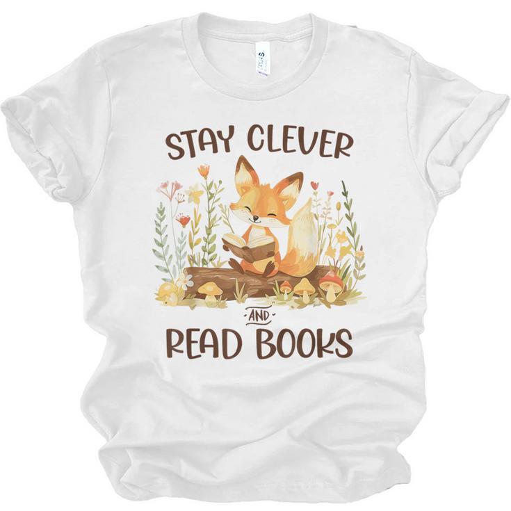 Cute Fox Stay Clever Read Books For Librarian Or Bookworm Unisex Jersey T-Shirt