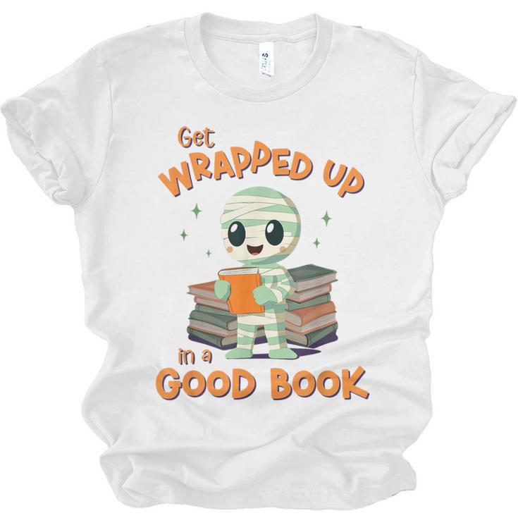 Cute Halloween Teacher Librarian Mummy Reading Books Unisex Jersey T-Shirt