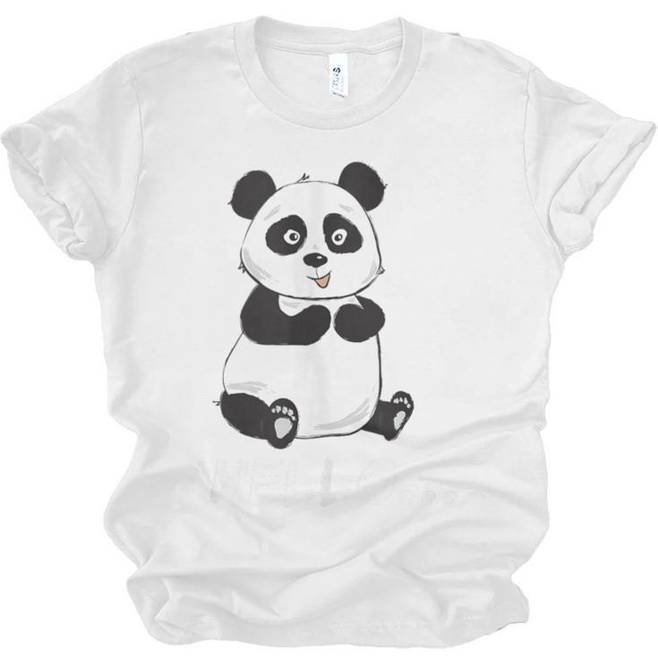 Cute Introvert Vibes – Panda Hello & Goodbye Unisex Jersey T-Shirt