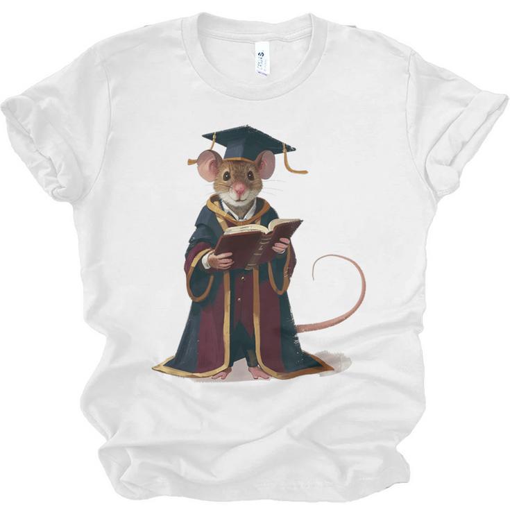 Cute Mouse Reading Book Graduation Unisex Jersey T-Shirt