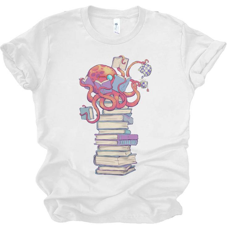 Cute Octopus Bookworm Fun Reading Tee For Book Lovers Unisex Jersey T-Shirt