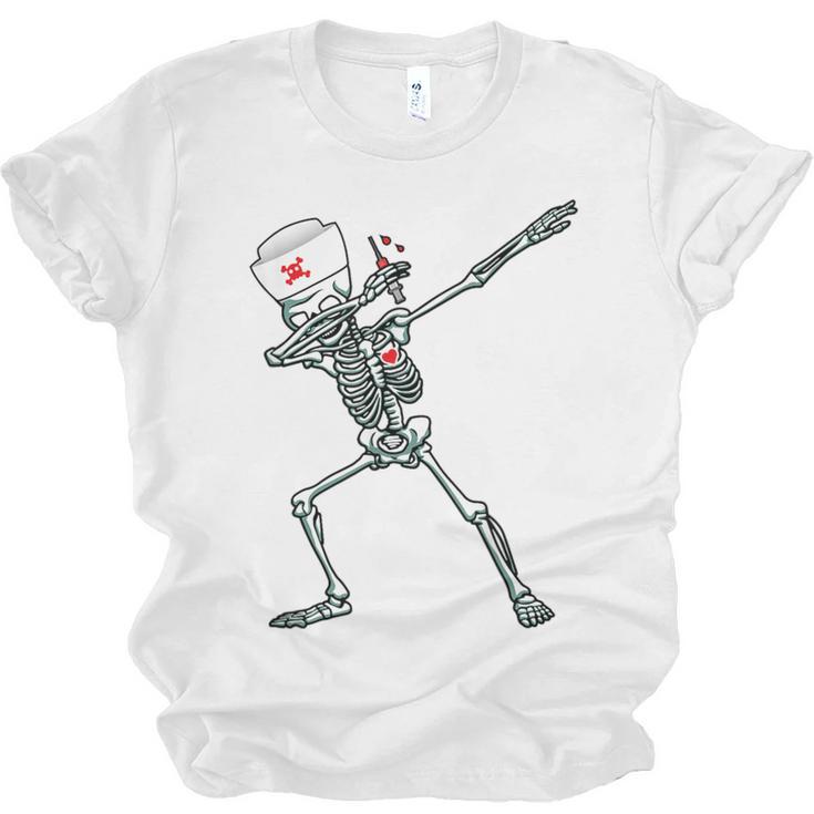 Dabbing Skeleton Nurse  Halloween Graduation Unisex Jersey T-Shirt