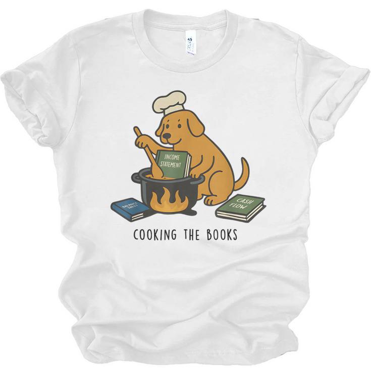 Dog Cooking The Books Unisex Jersey T-Shirt