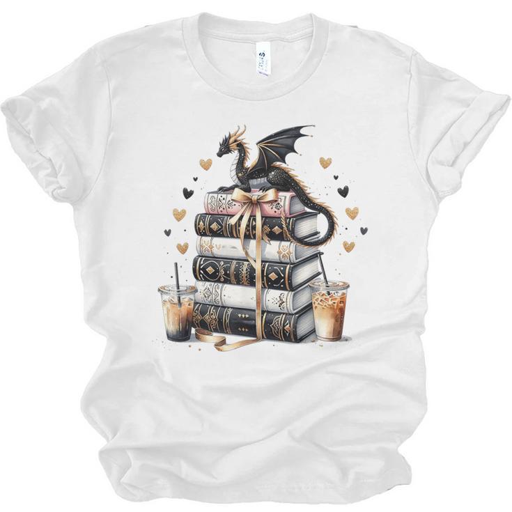 Dragon Hoard Of Books Reading Lover Cute Art Unisex Jersey T-Shirt
