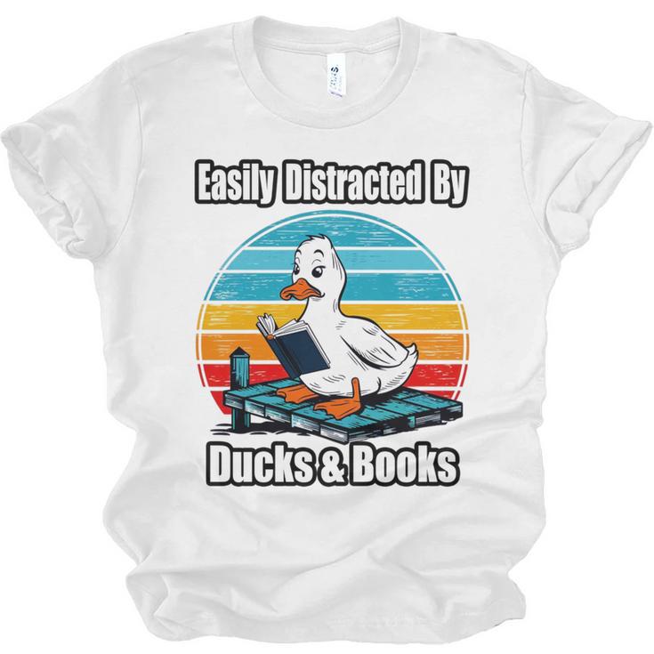 Ducks Books Lover Easily Distracted By Ducks & Books Unisex Jersey T-Shirt