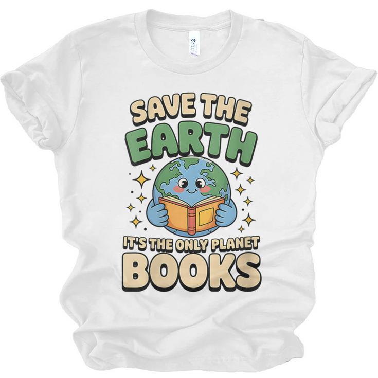 Earth Day Save Earth It´s Only Planet With Books Reader Unisex Jersey T-Shirt