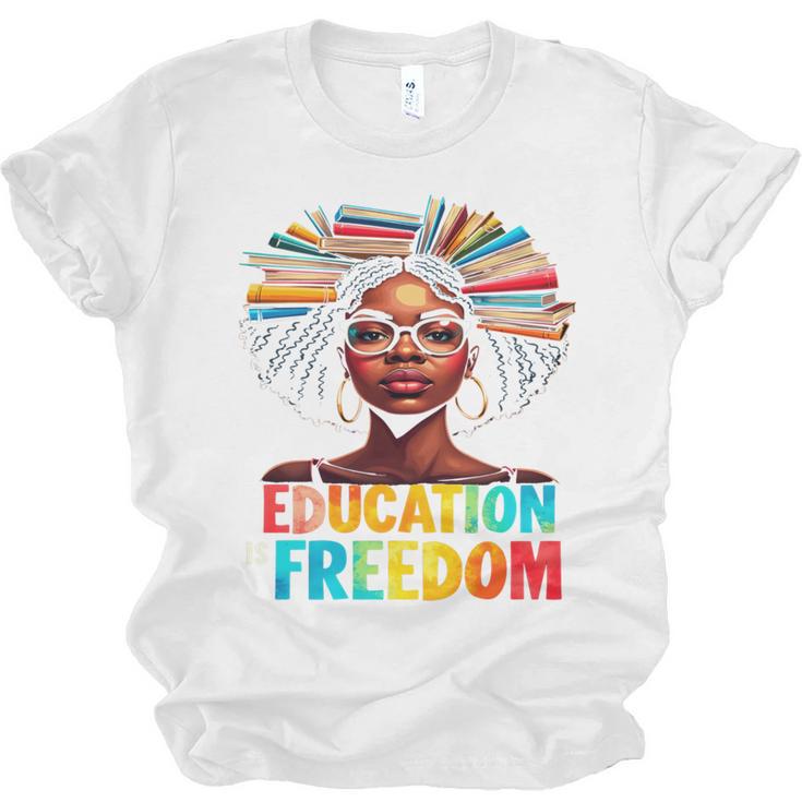 Education Is Freedom Afro Books Unisex Jersey T-Shirt