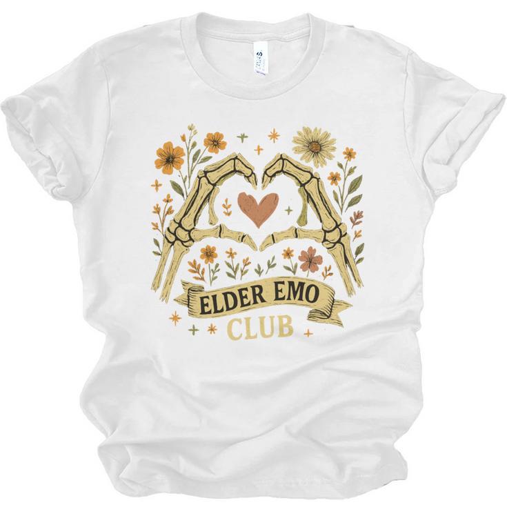 Elder Emo Club Skeleton Hands Heart Nostalgia Unisex Jersey T-Shirt