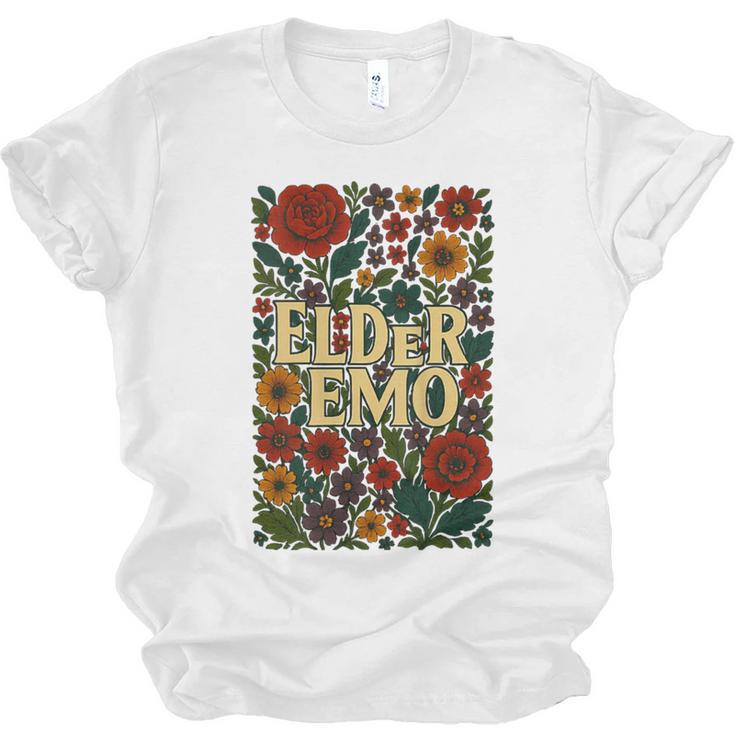 Elder Emo Floral Gothic Vintage Nostalgia Unisex Jersey T-Shirt