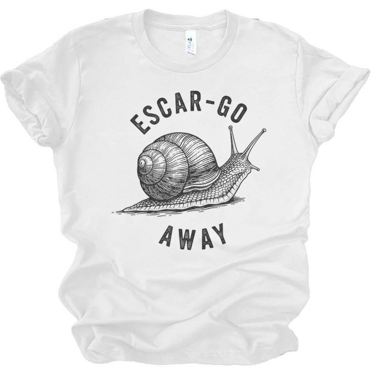 Escar Go Away Snail Vintage French Pun Introvert Humor Unisex Jersey T-Shirt