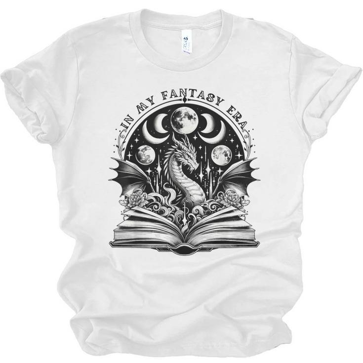 In My Fantasy Era Books Dragon & Moon Bookish Bookworm Unisex Jersey T-Shirt