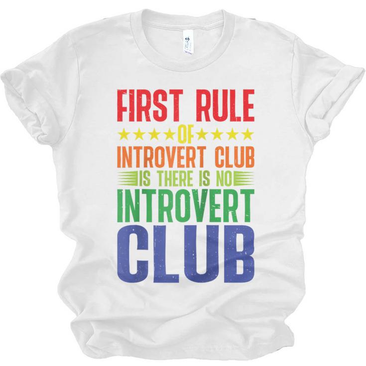 First Rule Of Introvert Club Is There Is No Introvert Club Raglan Baseball Tee Unisex Jersey T-Shirt