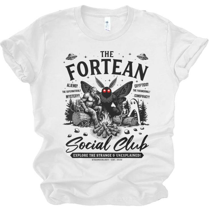Fortean Social Club Bigfoot Mothman Alien Cryptid Introvert Unisex Jersey T-Shirt