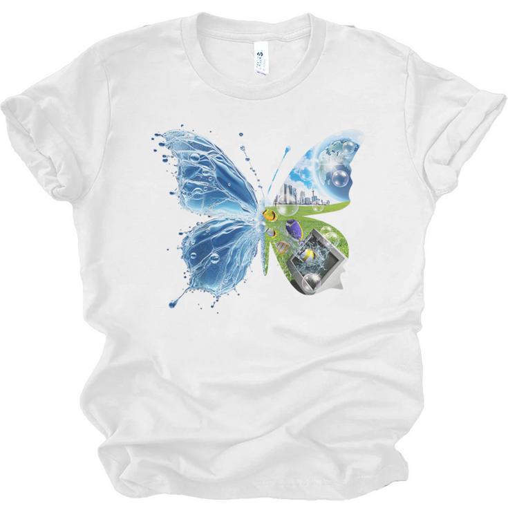 Frutiger Aero Aesthetic Butterfly Computer Fishes Scenery Raglan Baseball Tee Unisex Jersey T-Shirt