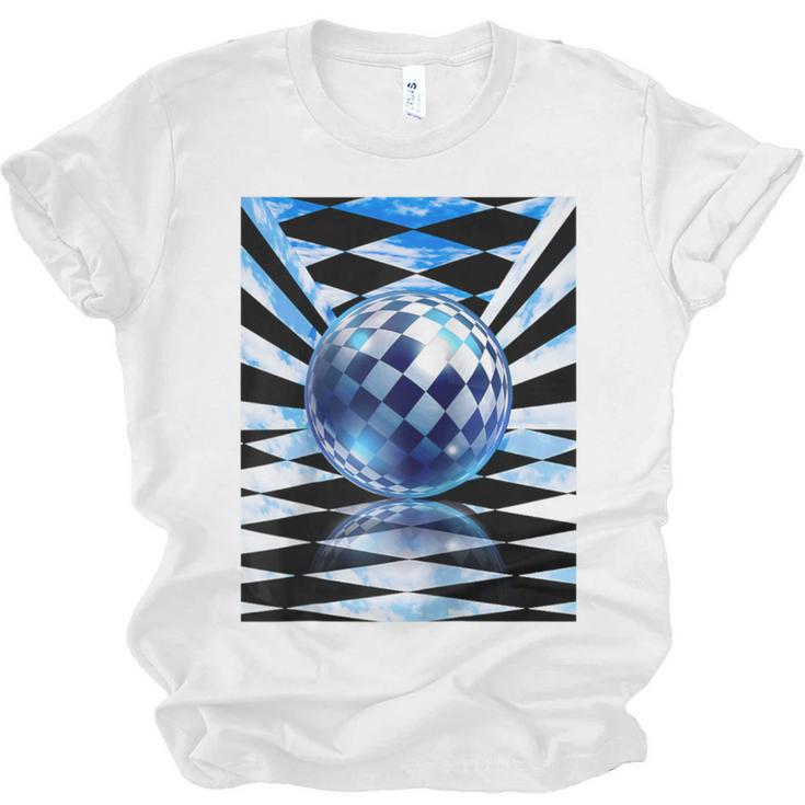 Frutiger Aero Aesthetic Tech Checkered Room Orb Sky Raglan Baseball Tee Unisex Jersey T-Shirt