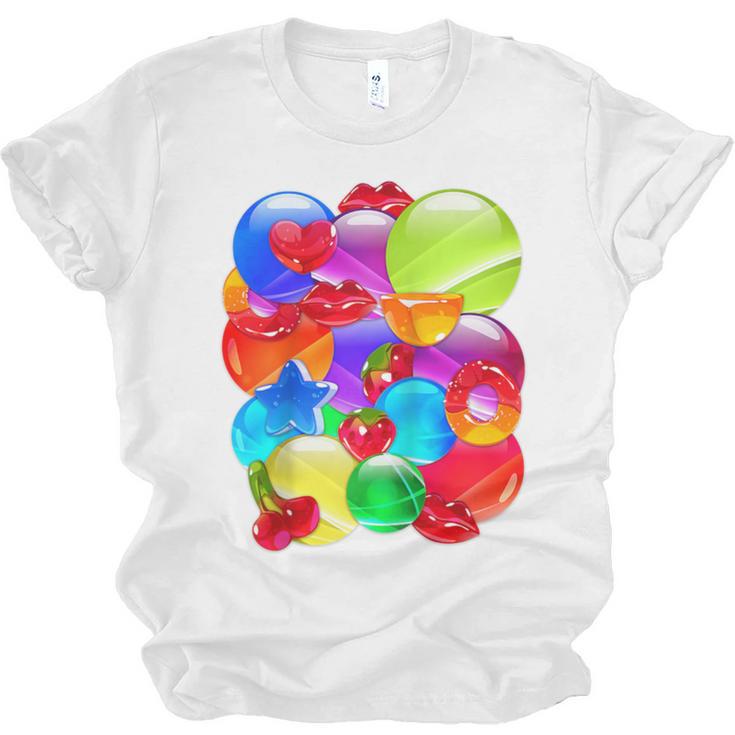 Frutiger Aero Aesthetic Tech Orb Pattern Heart Cherry Lips Raglan Baseball Tee Unisex Jersey T-Shirt