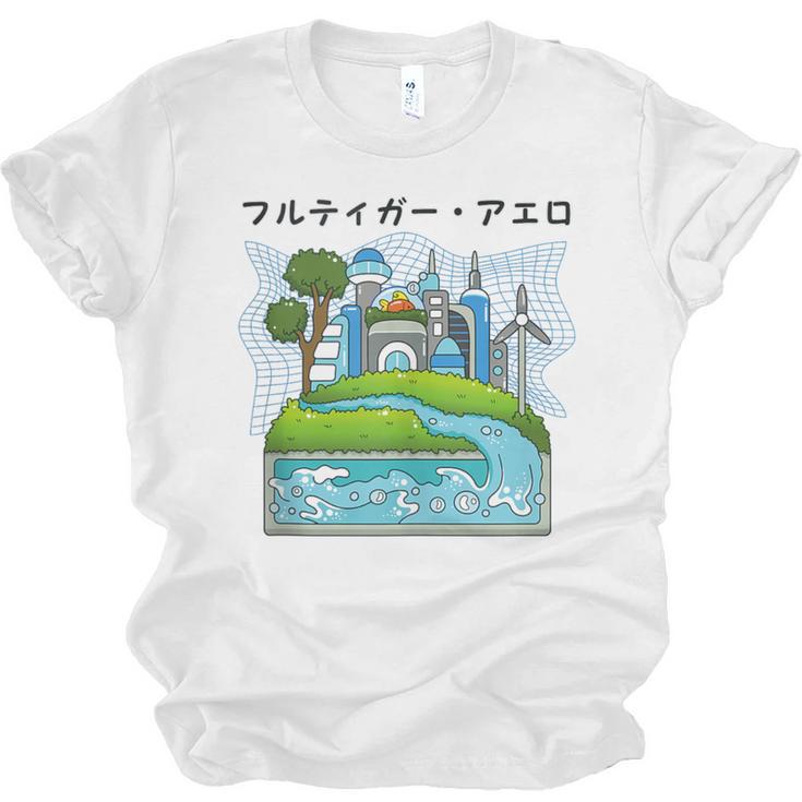 Future City Wind Power Frutiger Aero Y2K Style Ocean Unisex Jersey T-Shirt