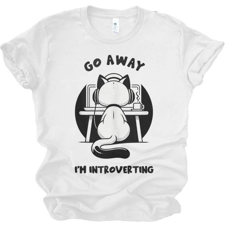 Go Away I'm Introverting Cat With Coffee Unisex Jersey T-Shirt